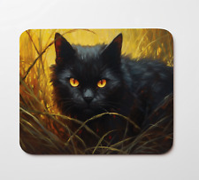Dark Spooky Night Scary Black Cat Mouse Pad 9.5