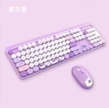 Wireless 2.4Ghello bear cute girl round key color keyboard and mouse set picture