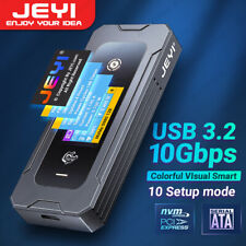 JEYI Visual Smart M.2 NVMe SATA SSD Enclosure, USB 3.2 10Gbps Real-time Display picture