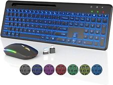 Wireless Keyboard and Mouse, 7 Backlit Effects, Phone Holder, Quiet Light up Key picture