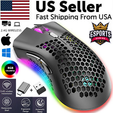 Wireless Mouse Gaming Rechargeable Optical Mouse Cordless 7 Color LED Backlit PC picture