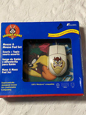 Fellowes Looney Tunes Taz Tasmanian Devil Computer Mouse & Pad Set Vintage 1997 picture