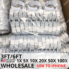 100X Wholesale Lot USB Cable Charging For iPhone 13 12 11 8 7 SE XR Charger Cord picture