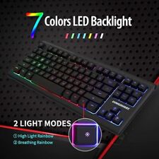 Rainbow LED Backlit 87 Keys Gaming Keyboard Compact Keyboard with 12 Multimed... picture