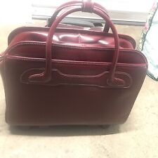 McKlein Detachable-Wheeled Rolling 17-inch Laptop Briefcase Red/Wine Preowned picture
