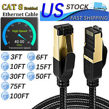 Cat 8 Ethernet Cable Braided 40Gbps 2000Mhz CAT8 Network Cord RJ45 LAN Cables picture