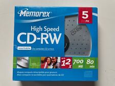 Memorex High Speed CD-RW  5pk With Jewel Cases - NEW In Box, Sealed. picture