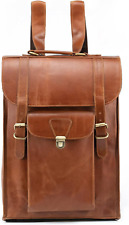 Handmade World Full Grain Buffalo Leather 17 Inch Large Backpack Convertible...  picture