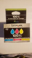 LEXMARK 100XL 3 Ink Multipack 3 Color Cartridges Cyan Magenta Yellow NEW, SEALED picture