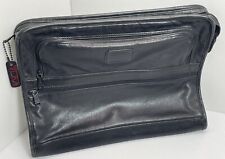 TUMI Black Leather Laptop Computer Sleeve With Zippered Pockets And Pockets See  picture