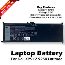 Genuine Dell Latitude 12 XPS 9250 Series 7.6V 30Wh Battery 7VKV9 9TV5X T02H001 picture