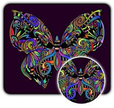 Abstract Colorful Butterfly - Mouse Pad + Coaster - 1/4