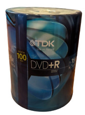 TDK DVD+R Recordable DVD 1-16X 4.7GB 100 Pack Spindle Cake Box NIP picture