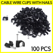 100 PCS 8mm Round Cable Clips with Nails Cord Holder Wall Mount Clip Tacks Black picture