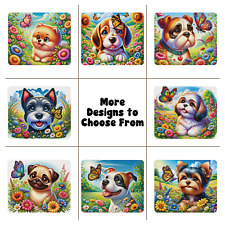 Cute Dog with Flowers and Butterflies Mouse Pad Non-Slip Laptop Accessories Gift picture