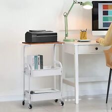 3Tier Printer Stand Mobile Printer Table Rolling Cart with Storage Shelves White picture