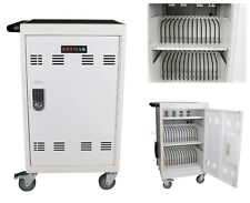 32 Device Mobile Charging Cart & Cabinet Storage for Tablets Laptops Computers picture