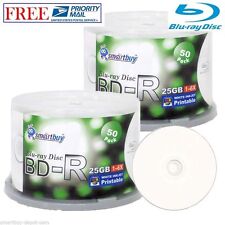 100 Pcs SmartBuy BD-R BDR 6X 25GB Blu-ray White Inkjet Hub Printable Record Disc picture