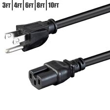 3-10FT Power Cord Cable NEMA 5-15P to IEC 60320 C15 14AWG 3-Prong 15A Black picture