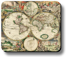 Decorative Mouse Pad Art Print Vintage World Map Non-Slip 1/8in or 1/4in Thick picture