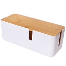Changsuo Small Cable Management Box with Bamboo Lid for Extension Cord Power ... picture