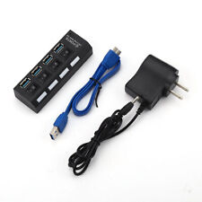 4 7 Port USB 3.0 2.0 High Speed Hub Powered Splitter ON/OFF Switch Power Adapter picture