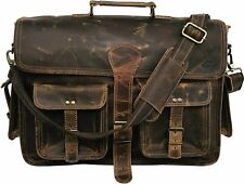 18 Inch Vintage Handmade Leather Messenger Bag Laptop Briefcase Satchel Bag picture