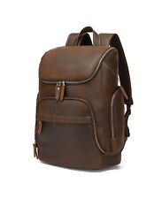 LANNSYNE Retro Distressed Cowhide Leather Backpack for Men fits 16