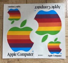 + Vintage Apple Computer Stickers 1990 Rainbow Apple Decals Sheet ORIGINAL picture