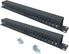 2 Pack 1U 19 Inch Cable Manager Horizontal Rack Mount 24 Slot Metal Finger Duct  picture