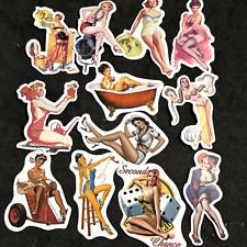 VINTAGE CLASSIC SEXY LADIES-12 Lot STICKERS-PHONE-LAPTOP FAST SHIPPING picture