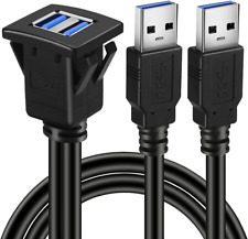 Dual Ports Square USB 3.0 Panel Flush Mount Extension Cable with Buckle picture