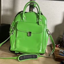 McKlein Rolling Convertible Green Leather Laptop & ipad Briefcase Bag With  Key picture