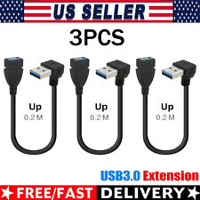 3 x USB 3.0 Male to USB3.0 Female Extension Cable 20cm 5Gbps 90 Degree UP Angled picture