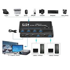 2X1 Dual Monitor HDMI KVM Switch 4K 60Hz 4 USB 3.0 KVM Switcher for 2 Computers picture