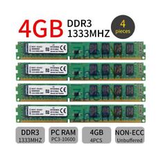 Kingston 16GB 4x 4GB DDR3 1333MHz PC3-10600U KVR1333D3N9/4G Desktop Memory SDRAM picture