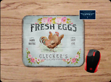 FRESH EGGS CHICKEN RUSTIC DESIGN CUSTOM MOUSE PAD DESK MAT HOME SCHOOL WORK GIFT picture