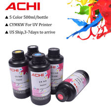 ACHI UV Ink 500ml 5 Color YMCKWV For A3/A4 UV Print Pinter Printing US STOCK picture