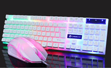 Colorful LED Illuminated Backlit USB Wired PC Rainbow Gaming Keyboard Mouse Set picture