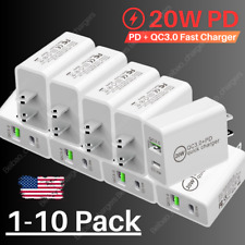 1-10Pcs Lot 20W PD USB C Wall Charger Fast Charge QC 3.0 Power Adapter Dual Port picture
