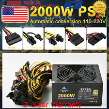 New Black 2000W Modular Power Supply 110V PSU ATX For  8 GPU Automatic Voltage picture