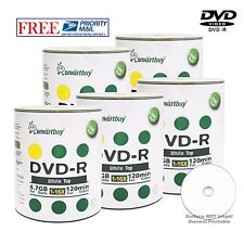 500 Pack Smartbuy DVD-R 16X 4.7GB White Top Recordable Blank Disc Priority Mail picture