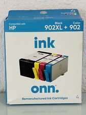 ONN Ink Cartridges, HP 902XL Black + 902 Cyan, Magenta, Yellow 4 Cartridges NEW picture