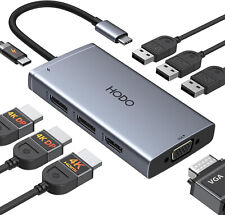 USB C Docking Station Quad Display 100w, 4K HDMI,  2x4K Display Port, VGA, 3 USB picture