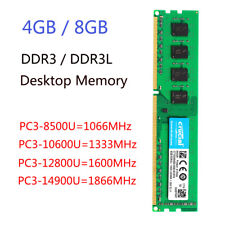 CRUCIAL 4GB 8GB DDR3 1600 1066 1333 1866 DDR3L 1.35V DIMM RAM Desktop Memory LOT picture
