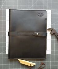Black Glossy Leather Portfolio, handmade premium leather.Holiday Groomsmen Gifts picture