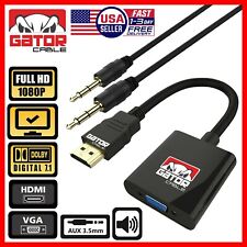 HDMI to VGA Adapter Video Audio with AUX 3.5mm Connector Cable Converter 1080P picture