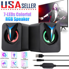 3.5mm RGB LED Mini USB Wired Computer Speakers Stereo Bass For PC Laptop Desktop picture