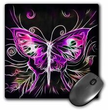 3dRose Pretty Pink And Purple Fractal Butterfly Digital Nature Art MousePad picture