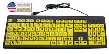 Big Bright Easy See Keyboard Yellow Large Print Letter Keys - Visual Impaired  picture